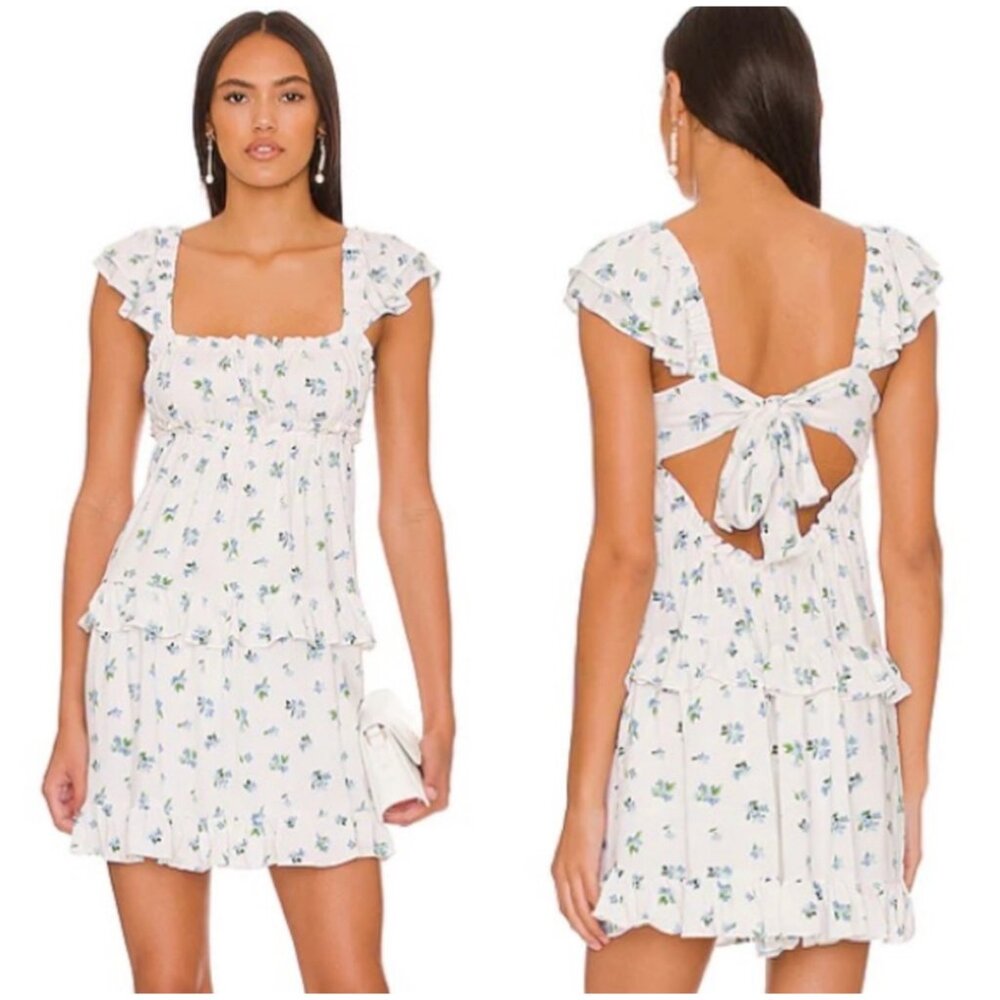We Wore What Floral Ruffle Sleeve Mini Dress